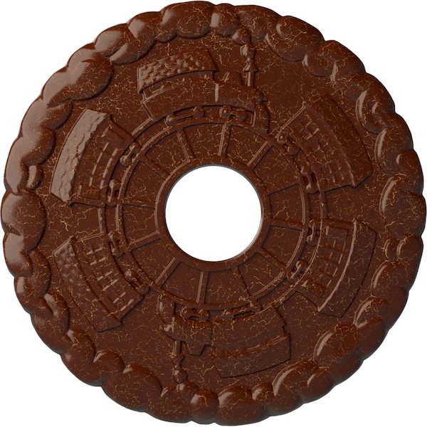 Ekena Millwork Kendall Train Station Medallion (Canopies up to 3 7/8"), 18 1/2"OD x 3 7/8"ID x 1"P, Mahogany CM18KDBMC - main